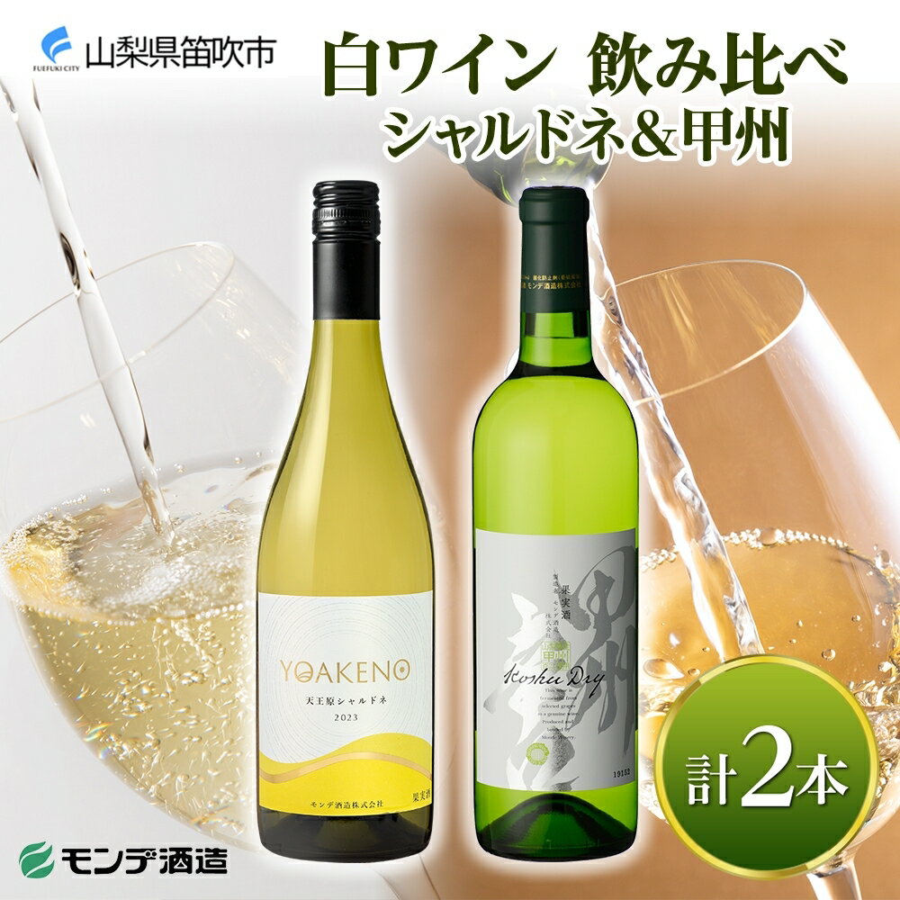 モンデ酒造 白ワイン（甲州・天王原シャルドネ）飲み比べ 各1本 計2本 ふるさと納税ワイン 甲州 シャルドネ スパークリングワイン 酒 果実酒 ギフト プレゼント 晩酌 家飲み キャンプ BBQ パーティー のし 名入れ不可 送料無料 山梨県 笛吹市 177-4-076