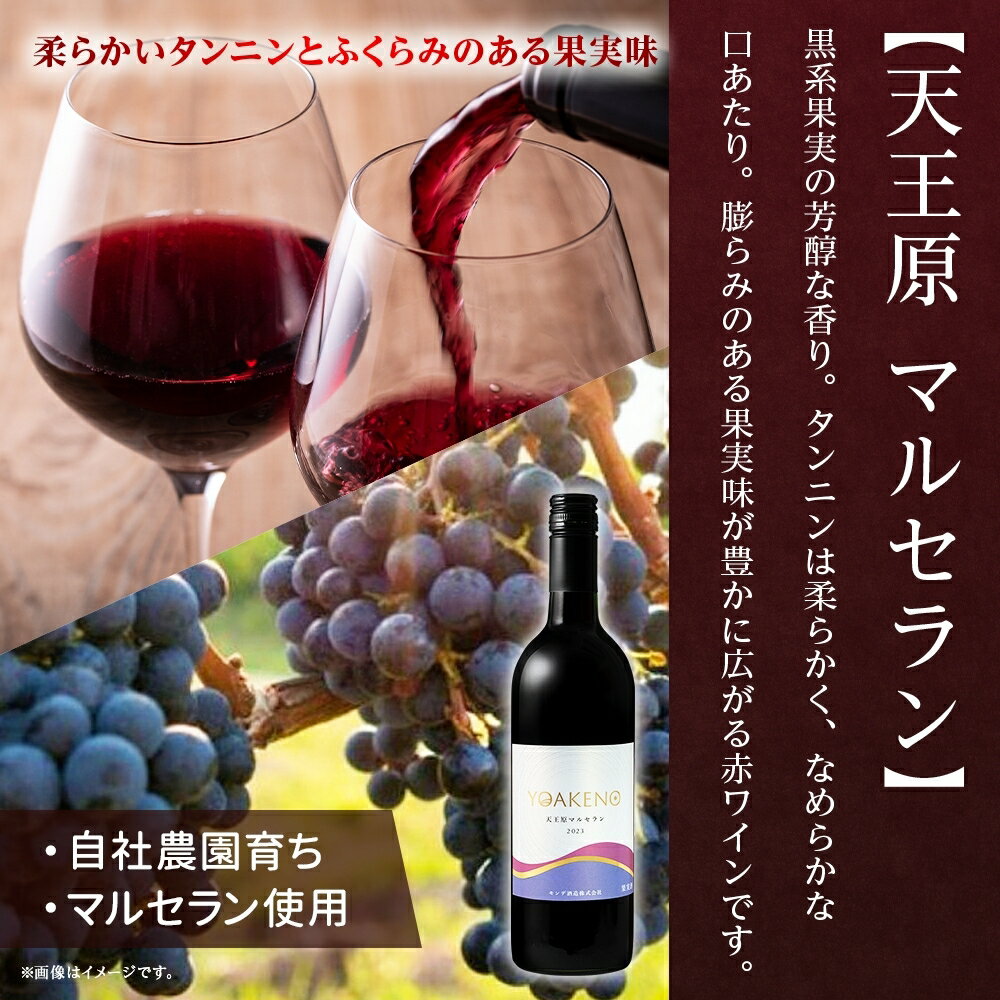 【ふるさと納税】YOAKENO 赤ワイン（天王原北杜の雫・マルセラン ）飲み比べ 各1本 計2本 ふるさと納税ワイン 北杜の雫 マルセラン 赤ワイン 酒 果実酒 ギフト プレゼント 晩酌 家飲み キャンプ BBQ パーティー 熨斗 のし 名入れ不可 送料無料 山梨県 笛吹市 177-4-077 サムネイル3