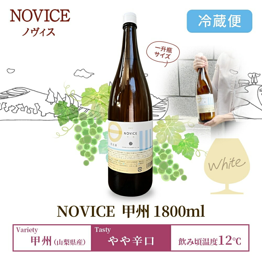 【ふるさと納税】白ワイン NOVICEノヴィス 甲州 1800ml×1本 フルボトル 日川中央葡萄酒 山梨県 笛吹市 ふるさと納税 ワイン 甲州 白ワイン 一升瓶 酒 果実酒 ギフト 家飲み パーティー のし 名入れ不可 送料無料 山梨県 笛吹市 177-7-15 サムネイル3