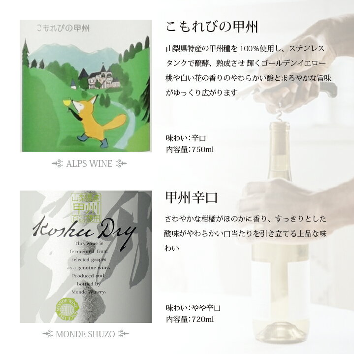 【ふるさと納税】甲州ワインの飲み比べ6本セット ふるさと納税 ワイン 笛吹市 山梨ワイン 酒 アルコール 山梨県 記念品 お祝い 送料無料 127-011 サムネイル2