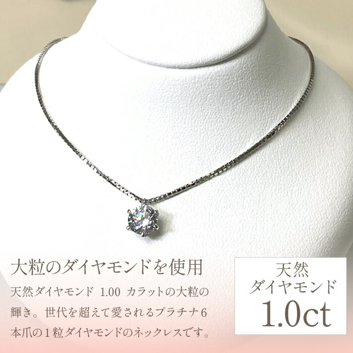 【ふるさと納税】プラチナ　六本爪　ダイヤ　1.0ct ネックレス　管理番号254978　×1本 ふるさと納税 人気 おすすめ ランキング ネックレス プラチナ ダイヤ アクセサリー 宝石 ジュエリー 高級 記念日 鑑定書 プレゼント 山梨県 笛吹市 送料無料 218-002 サムネイル2