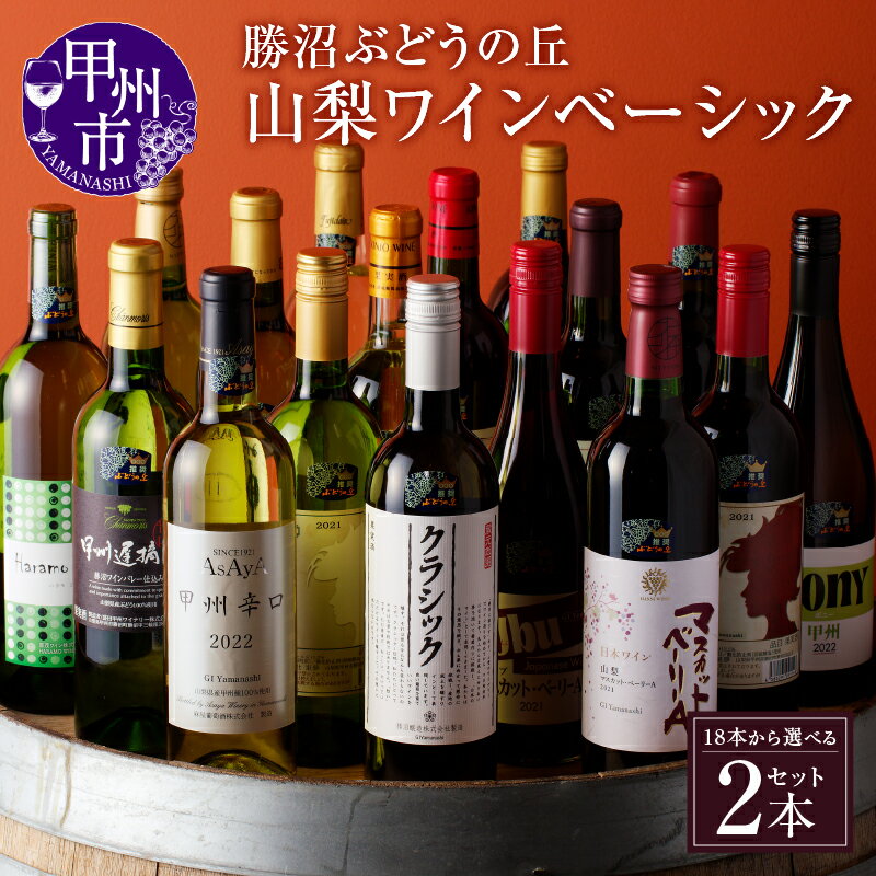 ワイン 選べる 種類 2本 セット 楽天限定 赤ワイン 白ワイン 18本 から自由に 選べる ベーシック 日本ワイン 辛口 甘口 甲州 デラウェア マスカット 母の日 父の日 記念日 ギフト 山梨県 甲州市 【B12-601】