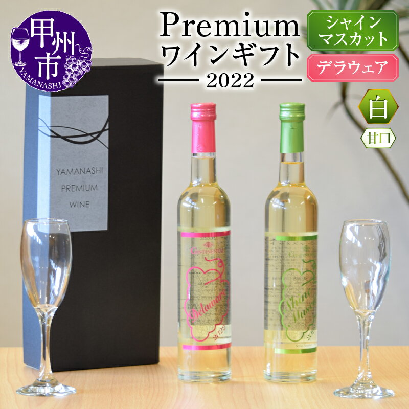 ワイン 白 500ml 2本 セット 白ワイン シャインマスカットワイン デラウェアワイン Premium ワインギフト 甲州市2022 山梨 数量限定 記念日 父の日 母の日 山梨県 甲州市 ギフト 贈答 プレゼント 名産地 （HO） 【B16-775】