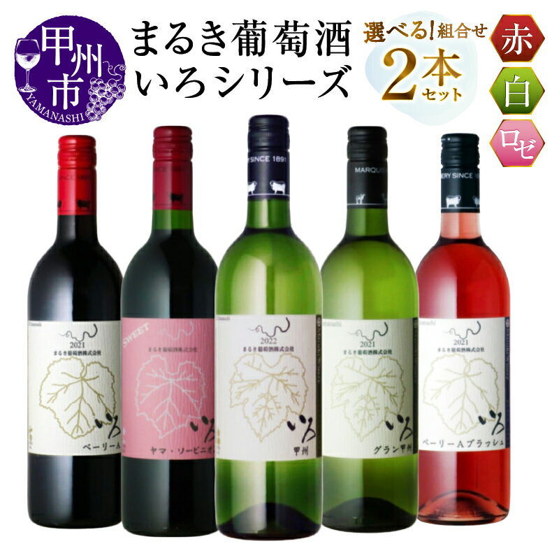 ワイン 赤ワイン 白ワイン ロゼ 選べる お届け内容 2本 セット 750ml まるき葡萄酒 いろシリーズ 飲み比べ 赤 白 マスカット・ベーリーA 甲州 ヤマソービニオン ライト やや甘口 やや辛口 辛口 日本 山梨県 甲州市 勝沼 母の日 父の日 記念日 ギフト （MG）