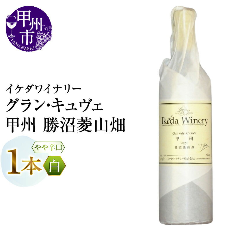 ワイン 白ワイン 750ml 1本 グラン・キュヴェ 甲州 勝沼菱山畑 やや辛口 白 イケダワイナリー フラッグシップワイン 高級 熟成 厳選 甲州種ぶどう 酒 お酒 山梨 母の日 父の日 記念日 ギフト 山梨県 甲州市 （MG） 【B11-480】