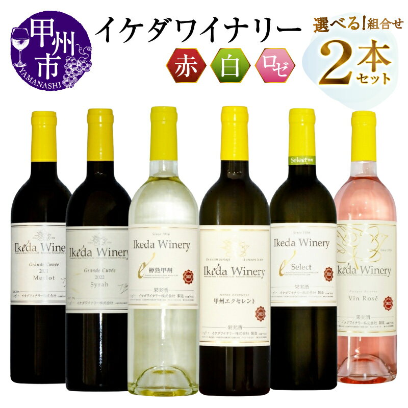 ワイン 白 赤 ロゼ 選べる お届け内容 組合せ 2本 セット 750ml イケダワイナリー グラン・キュヴェ メルロー シラー セレクト白 ヴァン・ロゼ 樽熟甲州 甲州エクセレント 母の日 父の日 記念日 ギフト 贈答 プレゼント 山梨県 甲州市 （MG）