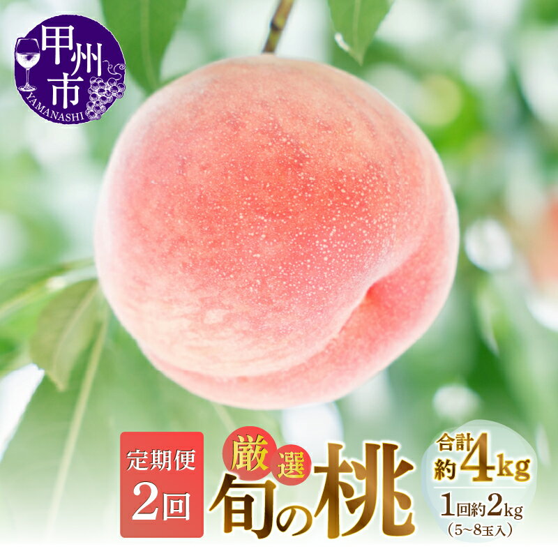 桃 定期便 2026年 先行予約 約2kg×2回 5～8玉 厳選 旬 果物 くだもの フルーツ もも 果実 人気 新鮮 白鳳系 白桃系 甲州市 山梨 期間限定 数量限定 6月～8月 発送 盛り合わせ 贈答 ギフト 家庭用 M's gift （MG） 【C-451】