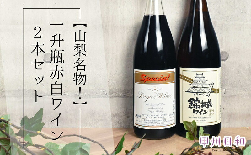 ワイン 赤 白 2本 セット 赤ワイン 白ワイン 甲州ワイン 辛口 蒼龍葡萄酒 錦城葡萄酒 一升瓶 甲州市 山梨県 勝沼（KSB） 【C1-655】