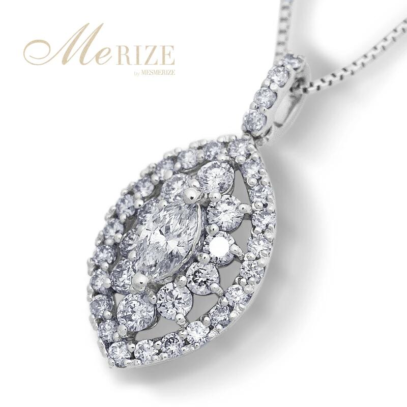 【ふるさと納税】 ネックレス ペンダント ファッション 天然 ダイヤモンド 0.5ct 大粒 マーキスカット パヴェ SIクラス レディース 選べる 地金 pt900 K18WG プラチナ900 ホワイトゴールド クラシカル上質厳選素材 品質保証書付 プレゼント ご褒美 n-160 (KRP) 【N6-1413】 サムネイル3