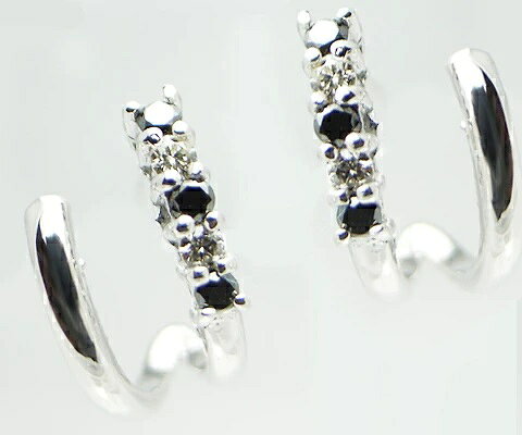 【ふるさと納税】 ピアス ファッション K18 天然 ダイヤ ブラックダイヤ 0.14ct 8mm フープ ペア ゴールド レディース SIクラス ダイヤモンド 0.14カラット 10石 18金 ホワイト WG 4月誕生石 上質厳選素材 品質保証書付 一生モノ ブライダルP-06 (KRP） 【G66-1412】 サムネイル2