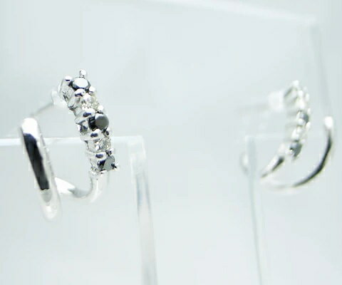 【ふるさと納税】 ピアス ファッション K18 天然 ダイヤ ブラックダイヤ 0.14ct 8mm フープ ペア ゴールド レディース SIクラス ダイヤモンド 0.14カラット 10石 18金 ホワイト WG 4月誕生石 上質厳選素材 品質保証書付 一生モノ ブライダルP-06 (KRP） 【G66-1412】 サムネイル3