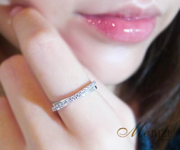 【ふるさと納税】 リング 指輪 ジュエリー レディース ファッション アクセサリー pt950 天然 ダイヤ 0.17ct クロス ハーフ エタニティ SIクラス ダイヤモンド 17石 0.17カラット プラチナ950 4月誕生石 品質保証書付 "Lucienneリュシエンヌ" r-115 (KRP) 【G95-1412】 サムネイル3