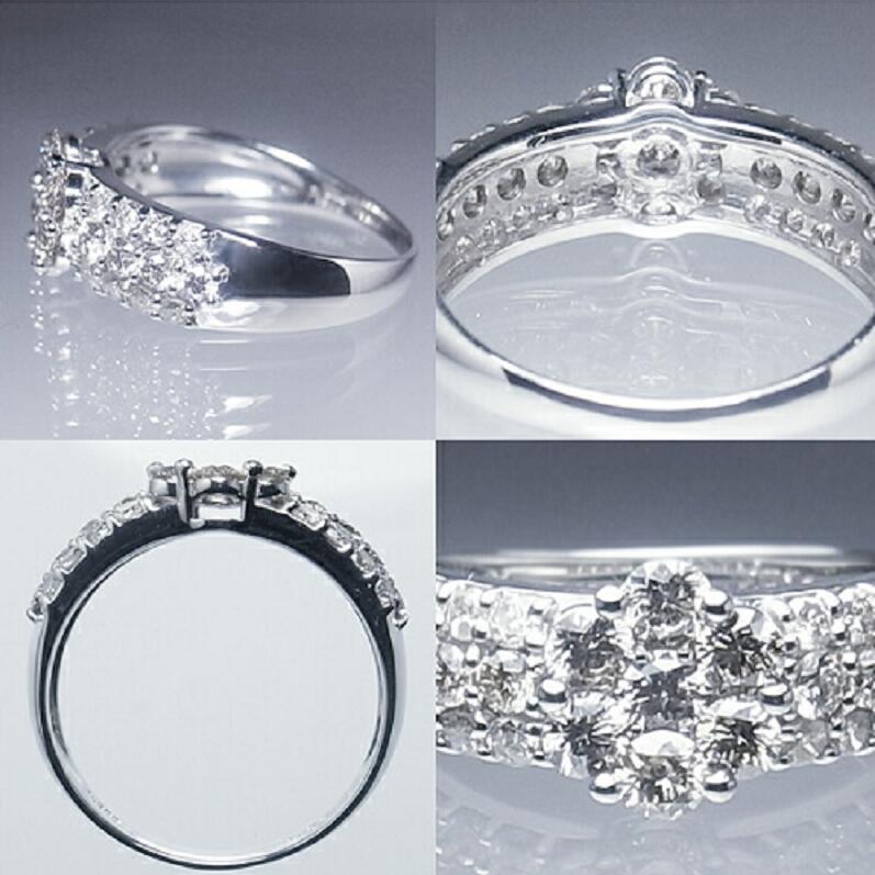 【ふるさと納税】 リング 指輪 ジュエリー レディース ファッション アクセサリー pt950 プラチナ 900 天然 ダイヤ 1.0ct SIクラス ダイヤモンド 1カラット 天然石 パヴェ 高級 フラワー 花 エンゲージ 婚約 記念日 厳選 品質保証書付 "Renneルネ" r-175 (KRP) 【P61-1410】 サムネイル3