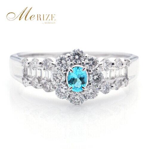 【ふるさと納税】 指輪 ジュエリー リング ファッション pt950 天然 ブルー パライバトルマリン ダイヤ 0.45ct フラワー パヴェ プラチナ 高級 指輪 レディース SIクラス ダイヤモンド バケット 0.45カラット 天然石 花 ブライダル 品質保証書付 (KRP) 【Q93-1410】 サムネイル2