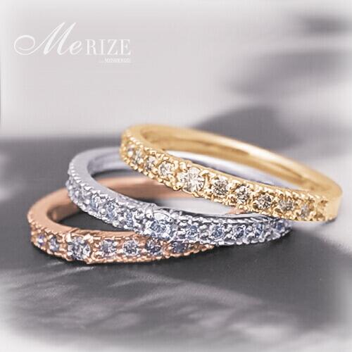 【ふるさと納税】 リング 指輪 ファッション K10 天然 ダイヤ 0.20ct ゴールド ハーフ エタニティ ミル打ち 一粒 レディース 天然石 SIクラス ダイヤモンド 0.2カラット ホワイト イエロー ピンク WG YG PG 品質保証書付 "Justineジュスティーヌ" r-256 （KRP) 【G1-1410】 サムネイル2