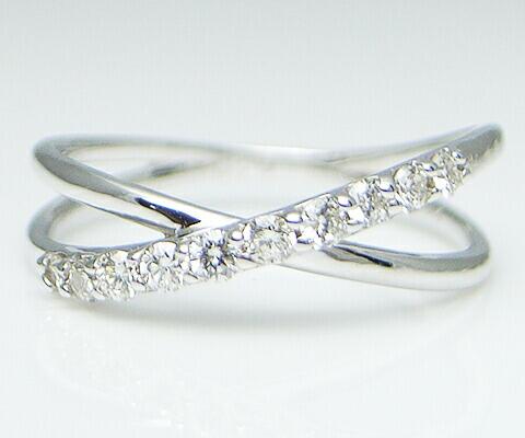 【ふるさと納税】 リング 指輪 ジュエリー レディース ファッション アクセサリー K18 ホワイト ゴールド 天然 ダイヤ 0.20ct SIクラス ダイヤモンド 10石 0.2カラット クロス テン スイート 18金 WG 10周年 プレゼント ブライダル 品質保証書付 r-04 (KRP) 【G76-1411】 サムネイル2