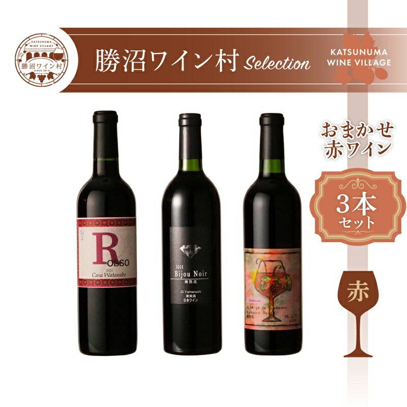 ワイン 赤ワイン セット 勝沼ワイン村 セレクト 飲み比べ 3種 3本 赤 こだわり ワイナリー 勝沼産 山梨県産 おすすめ おまかせ 母の日 父の日 記念日 ギフト 贈答 プレゼント 山梨県 甲州市 （KWV） 【D4-620】