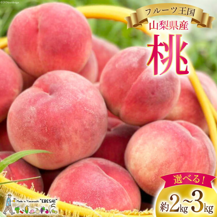 山梨県産 桃 選べる 約2kg 3kg [えべし 山梨県 中央市 21470939] もも モモ くだもの 産地直送 フルーツ 果物 2キロ 3キロ 冷蔵 山梨 白桃 はくとう 大玉 【2026年6月下旬～8月下旬発送予定】