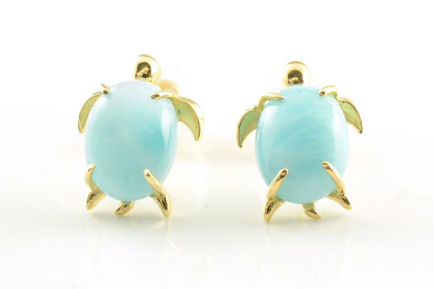 【ふるさと納税】k18 ピアス 亀 ラリマー イエローゴールド no.288400y [シエロ 山梨県 中央市 21470997] スタッドピアス 18k ブルーペクトライト ホヌ ウミガメ 幸運 ハワイ ジュエリー アクセ アクセサリー 18金 K18 ゴールド サムネイル2