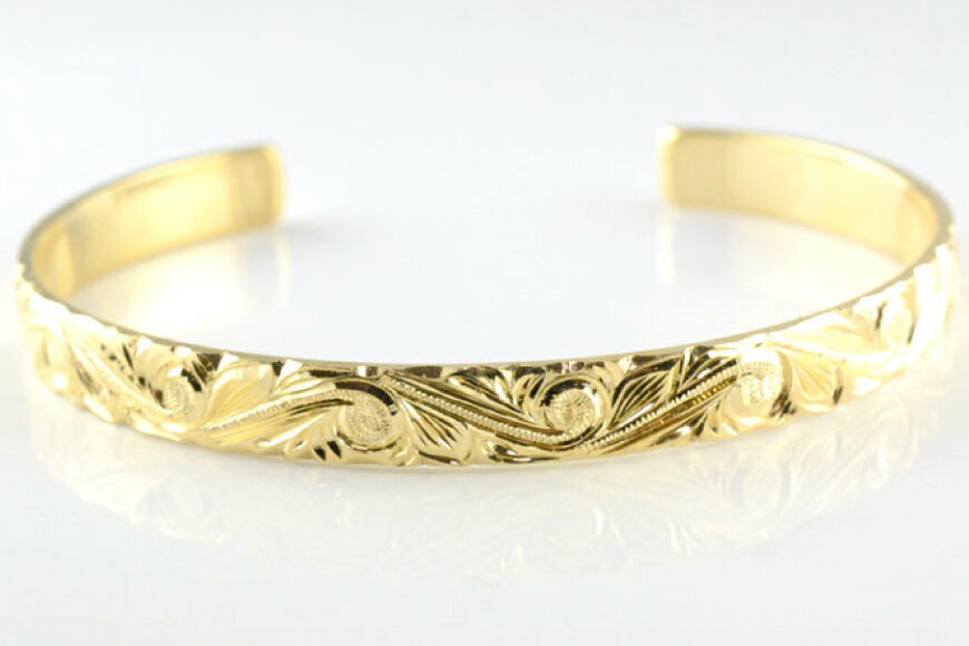 【ふるさと納税】ブレスレット K18 ハワイアン バングル 約15cm [シエロ 山梨県 中央市 21470775] アクセサリー ジュエリー アクセ 18金 ハワイ ゴールド イエローゴールド 波 彫金 メンズ レディース サムネイル3