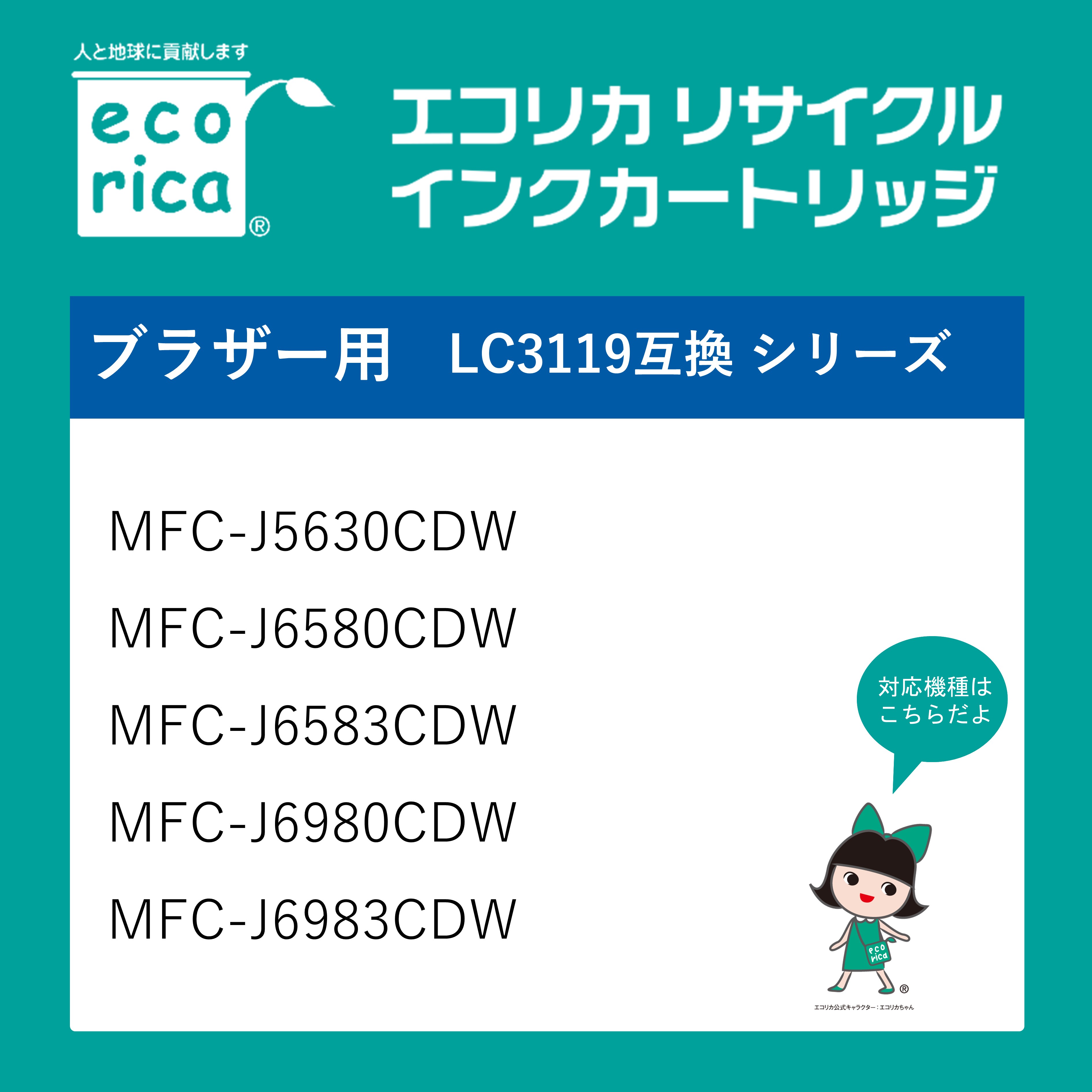 【ふるさと納税】エコリカ【ブラザー用】 LC3119-4PK互換リサイクルインク 4色パック（型番：ECI-BR3119-4P） サムネイル2