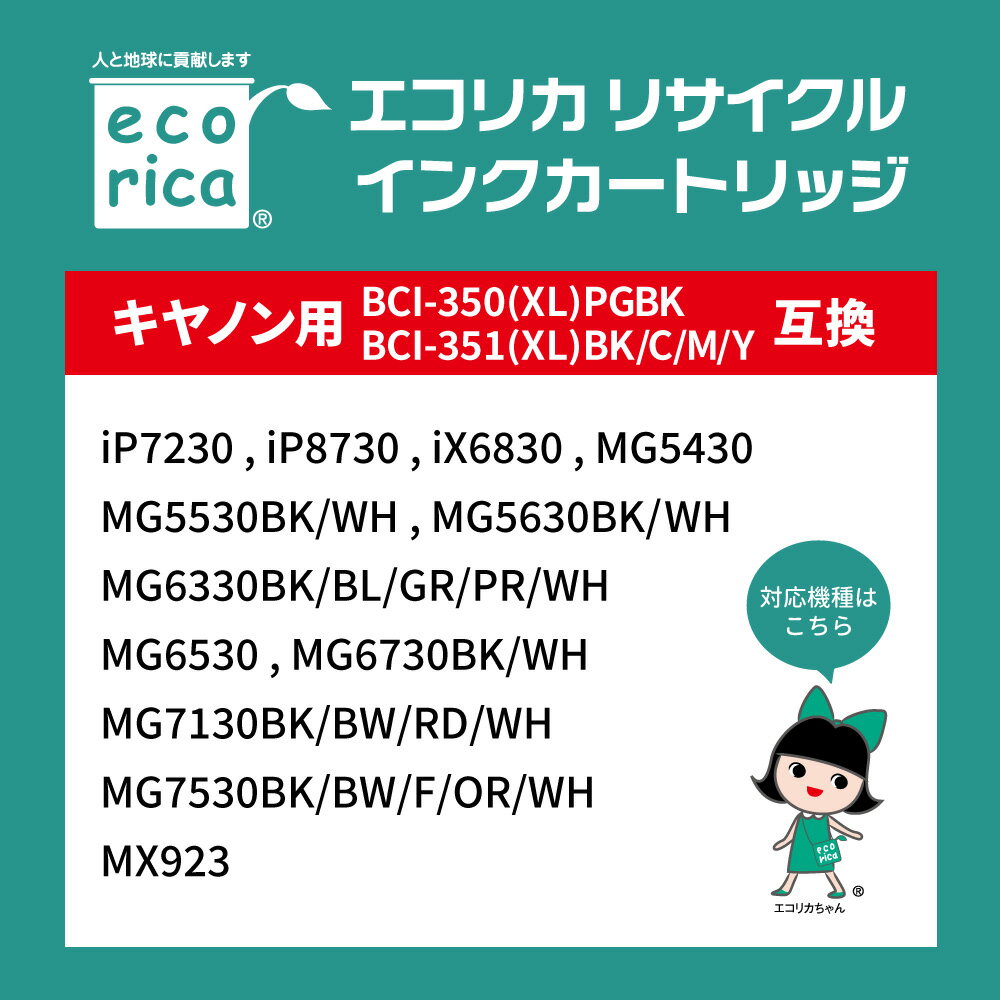【ふるさと納税】エコリカ【キャノン用】 BCI-351+350/5MP互換リサイクルインク 5色パック（型番：ECI-C351-5P） サムネイル2