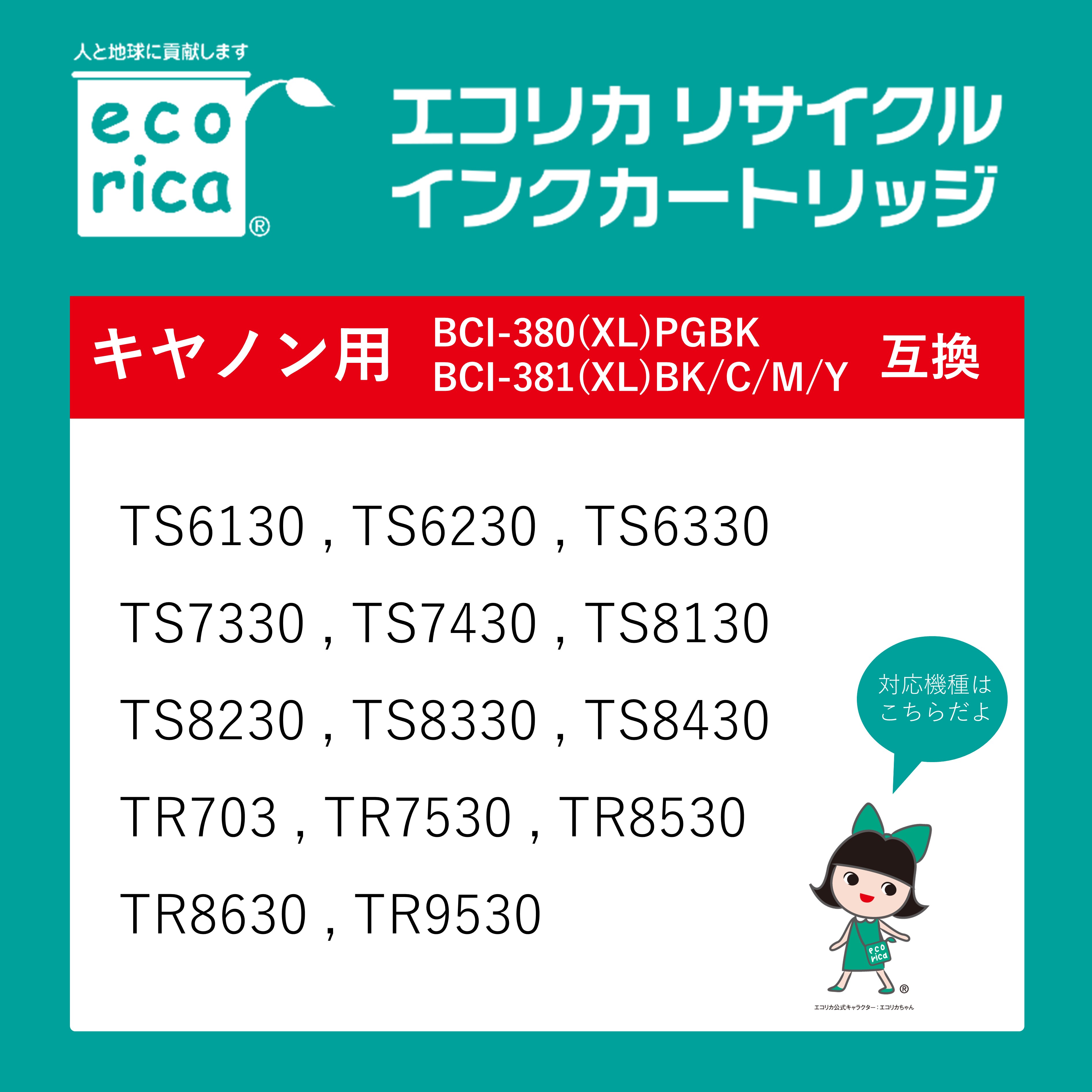 【ふるさと納税】エコリカ【キヤノン用】 BCI-381XL+380XL/5MP互換リサイクルインク 5色パック 大容量（型番：ECI-C381XL-5P） canon リサイクル インク 互換インク カートリッジ インクカートリッジ カラー オフィス用品 プリンター インク 山梨県 富士川町 サムネイル2