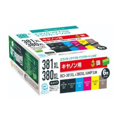 エコリカ【キヤノン用】 BCI-381XL+380XL/6MP互換リサイクルインク 6色パック 大容量 （型番：ECI-C381XL-6P） canon リサイクル インク 互換インク カートリッジ インクカートリッジ カラー オフィス用品 プリンター インク 山梨県 富士川町