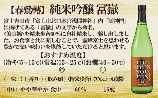 【ふるさと納税】春鶯囀(しゅんのうてん）「富嶽・鷹座巣」セット　日本酒 お酒 地酒 清酒 銘酒 春鶯轉 富士川町 山梨 やまなし 受賞 辛口 玉栄 純米酒 純米吟醸 美山錦 南アルプス ぬる燗 サムネイル2