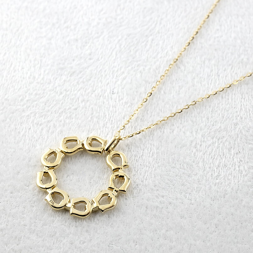 【ふるさと納税】18金 ネックレス レディース 馬蹄 18k ゴールド ペンダントトップ 大きめ ホースシュー サークル 大ぶり イエローゴールドK18 あずきチェーン スライド式 ジュエリー シンプル 人気 普段 使い 250307mro404y SWAA317 サムネイル3