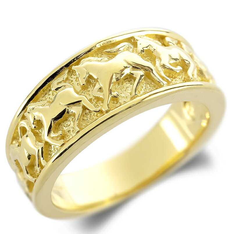 【ふるさと納税】18金 リング レディース 馬 ゴールド 18k 指輪 幅広 太め イエローゴールドK18 お守り ホース 地金 ピンキーリング シンプル 人気 ジュエリー 250623hy200y SWAA318 サムネイル2