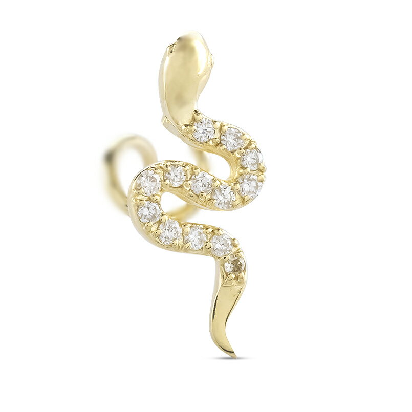 【ふるさと納税】 ヘビ 蛇 18金 ピアス つけっぱなし 片耳 ダイヤモンド キャッチのいらないピアス K18 へび 18k ゴールド スネーク シンプル お守り 巳年 イエローゴールドK18 キャッチナッシャー250326tp400yu 山梨県 昭和町 ジュエリー プレゼント 記念日 誕生日 SWAA268 サムネイル3