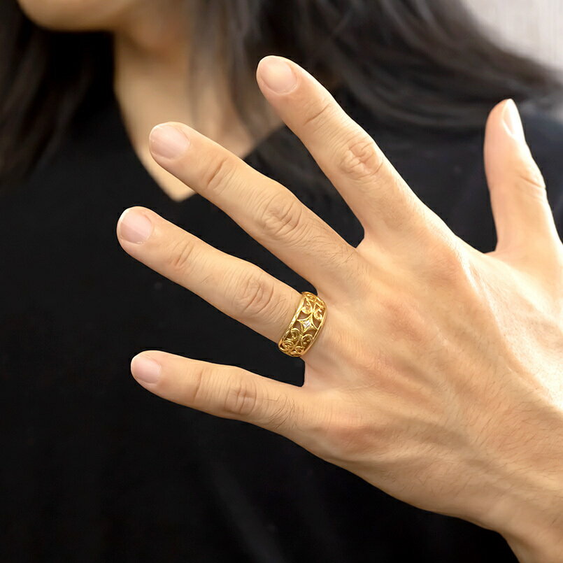 【ふるさと納税】 純金 リング 指輪 24金 ダイヤモンド ゴールド k24 24k ダイヤ 0.07ct アラベスク 唐草 透かし プレゼント ギフト 贈り物 ジュエリー シンプル 山梨県 昭和町 管理番号211217100dk24m SWAA016 サムネイル3