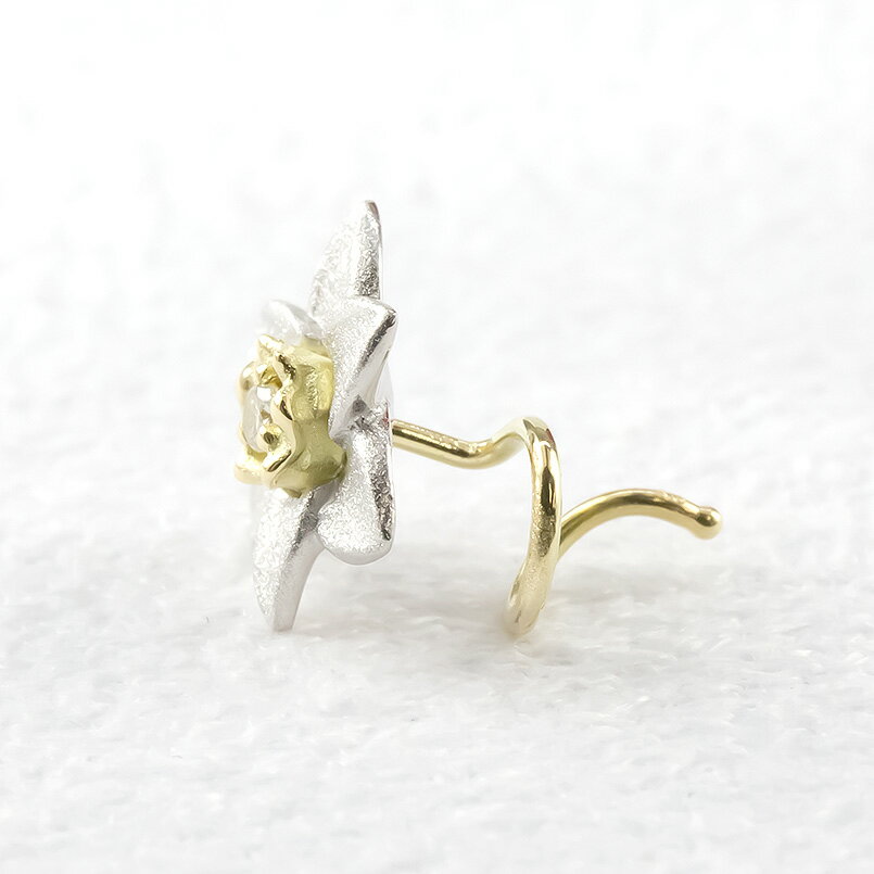 【ふるさと納税】 純プラチナ 18金 ピアス ダイヤ 水仙 キャッチのいらないピアス 片耳 つけっぱなし フラワー 花 ダイヤモンド イエローゴールドK18 18k ゴールド 山梨県 昭和町 管理番号221006101u SWAA052 サムネイル2