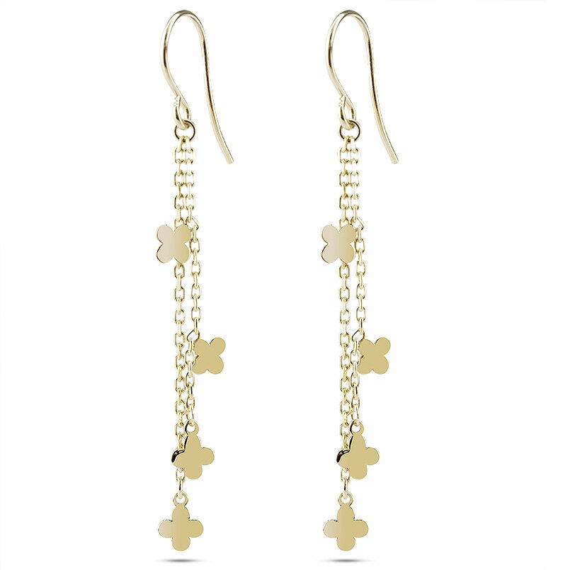 【ふるさと納税】ピアス フックピアス ゴールド k10 クローバー フラワー 花 ロングピアス ペア イエローゴールドK10 10金 両耳 ジュエリー プレゼント 人気 山梨県 昭和町 送料無料 231004mro100yi SWAA145 サムネイル2