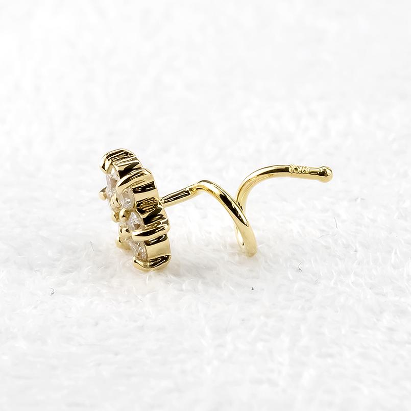 【ふるさと納税】 18金 ピアス k18 ダイヤ 片耳 キャッチのいらないピアス つけっぱなし フラワー 花 イエローゴールドK18 キャッチナッシャー 山梨県 昭和町 送料無料 管理番号230913100dyu SWAA137 サムネイル3