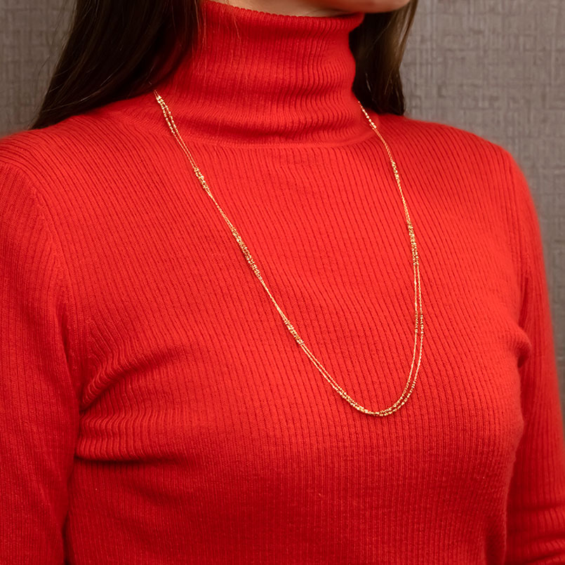 【ふるさと納税】 18金 ネックレス レディース チェーン 70cm ゴールド ロングネックレス チェーンのみ 2連 ミラーボール ラリエット イエローゴールドK18 人気　241225an400yn 山梨県 昭和町 ジュエリー アクセサリー プレゼント 贈り物 記念日 誕生日 SWAA206 サムネイル3