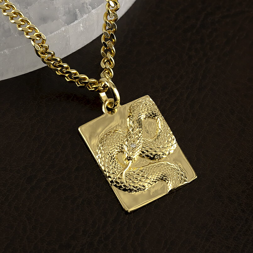 【ふるさと納税】 ヘビ 蛇 ペンダントトップ k18 スネーク 18金 プレート ネックレス メンズ ダイヤ 喜平 18k ゴールド ダイヤモンド 0.005ct 大ぶり イエローゴールドK18 干支 巳年 ジュエリー 241017sh202dym 山梨県 昭和町 アクセサリー プレゼント 記念日 誕生日 SWAA233 サムネイル2