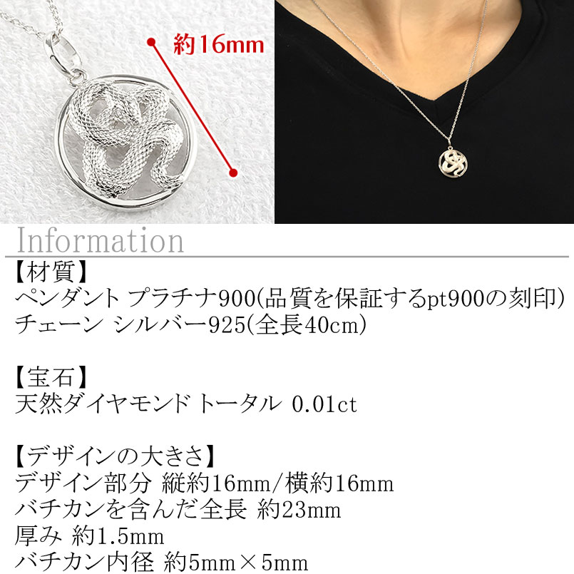 【ふるさと納税】 ヘビ 蛇 ペンダントトップ プラチナ スネーク ネックレス チャーム レディース ダイヤ pt900 ダイヤモンド 0.01ct ペンダント 大ぶり サークル 干支 巳年 ジュエリー シンプル 記念日 誕生日 人気241017sh203dp 山梨県 昭和町 アクセサリー ギフト SWAA236 サムネイル2