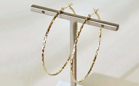 【ふるさと納税】ふるさと納税 フープピアス ジュエリー k18 地金 18k 18金 ジュエリーケース付 保証書付 アクセサリー おしゃれ ギフト プレゼント 山梨県 昭和町 母の日K18 イエローゴールド キラキラカット フープピアス (直径40mm) 保証書付 KO-0018SWAD015 サムネイル2