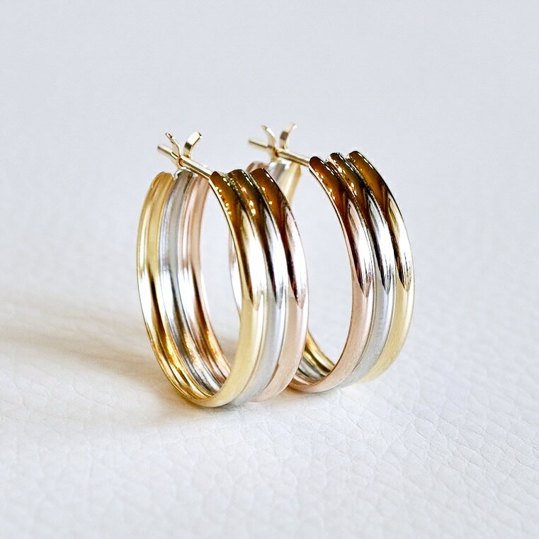 【ふるさと納税】 ふるさと納税 Pt900 K18YG PG 3カラー コンビ 地金 フープピアス 保証書付 アクセサリーケース付 プレゼント ギフト 贈り物 記念日 人気 おすすめ 山梨県 昭和町 Pt900/K18YG/PG 3カラー コンビ 地金 フープピアス 保証書付 KO-0030 SWAD031 サムネイル2