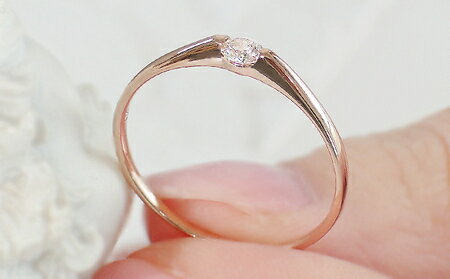 【ふるさと納税】 ふるさと納税 18金 ピンクゴールド ダイヤモンド 0.1カラット リング 指輪 ダイヤ シンプル ファッション 誕生日 ギフト プレゼント 贈り物 山梨県 昭和町 人気 保証書 ケース付 【0.1ct】K18PG ダイヤモンド一粒リング（5号～14.5号）CSR0106-18P SWAV006 - 画像2