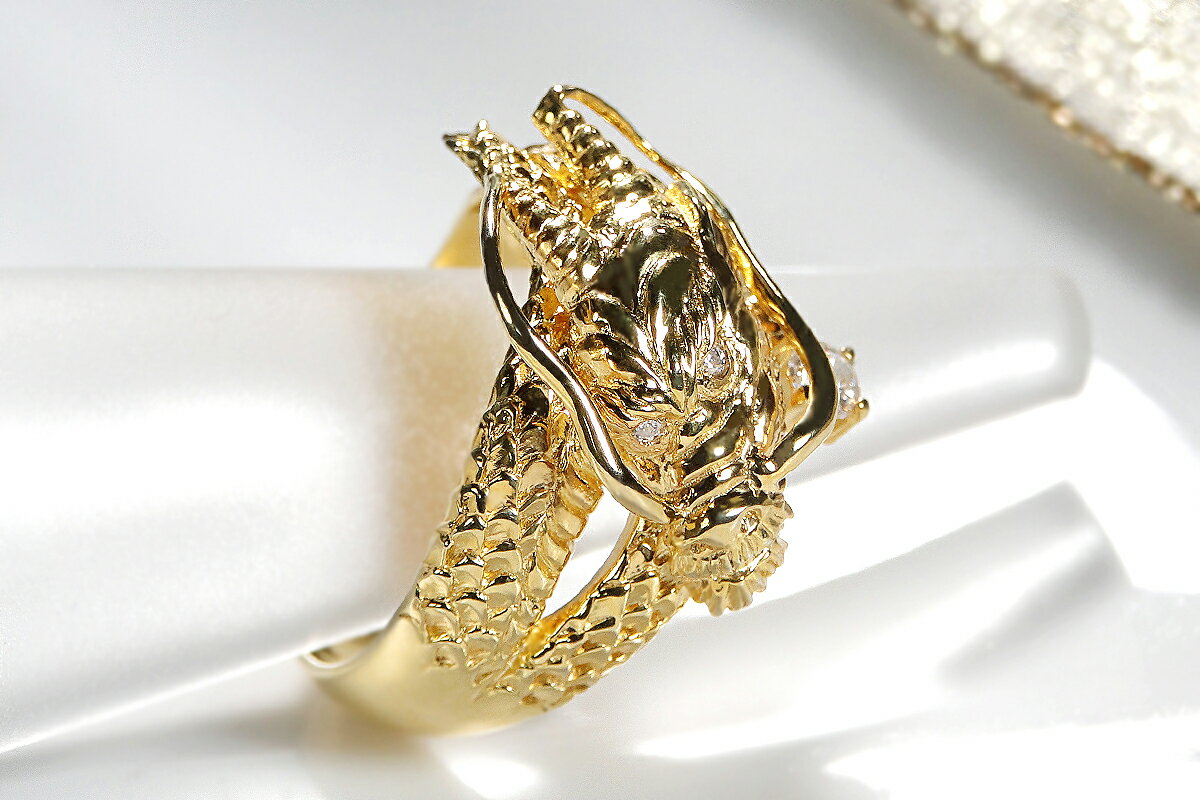 【ふるさと納税】 ふるさと納税 K18 イエローゴールド ダイヤモンド リング 龍 ドラゴン ギフト ジュエリー 贈り物 人気 おすすめ 山梨県 昭和町 母の日 敬老の日 K18イエローゴールド　ダイヤモンド入り　ドラゴンリング（5～18号）※0.5号刻み　CSR0232-18Y SWAV016 サムネイル2