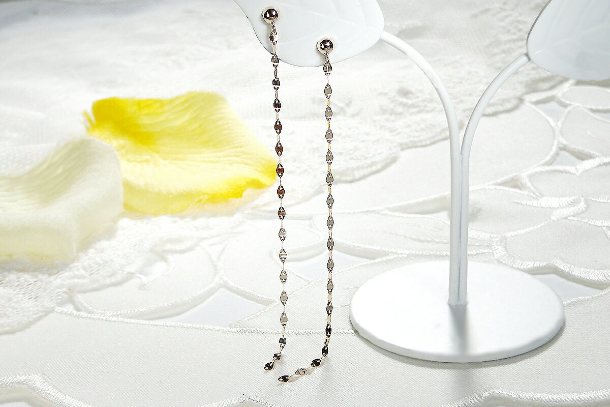 【ふるさと納税】 【K10YG】 エクレア チェーンピアス　EmP0019-10Y SWAV025 - 画像3