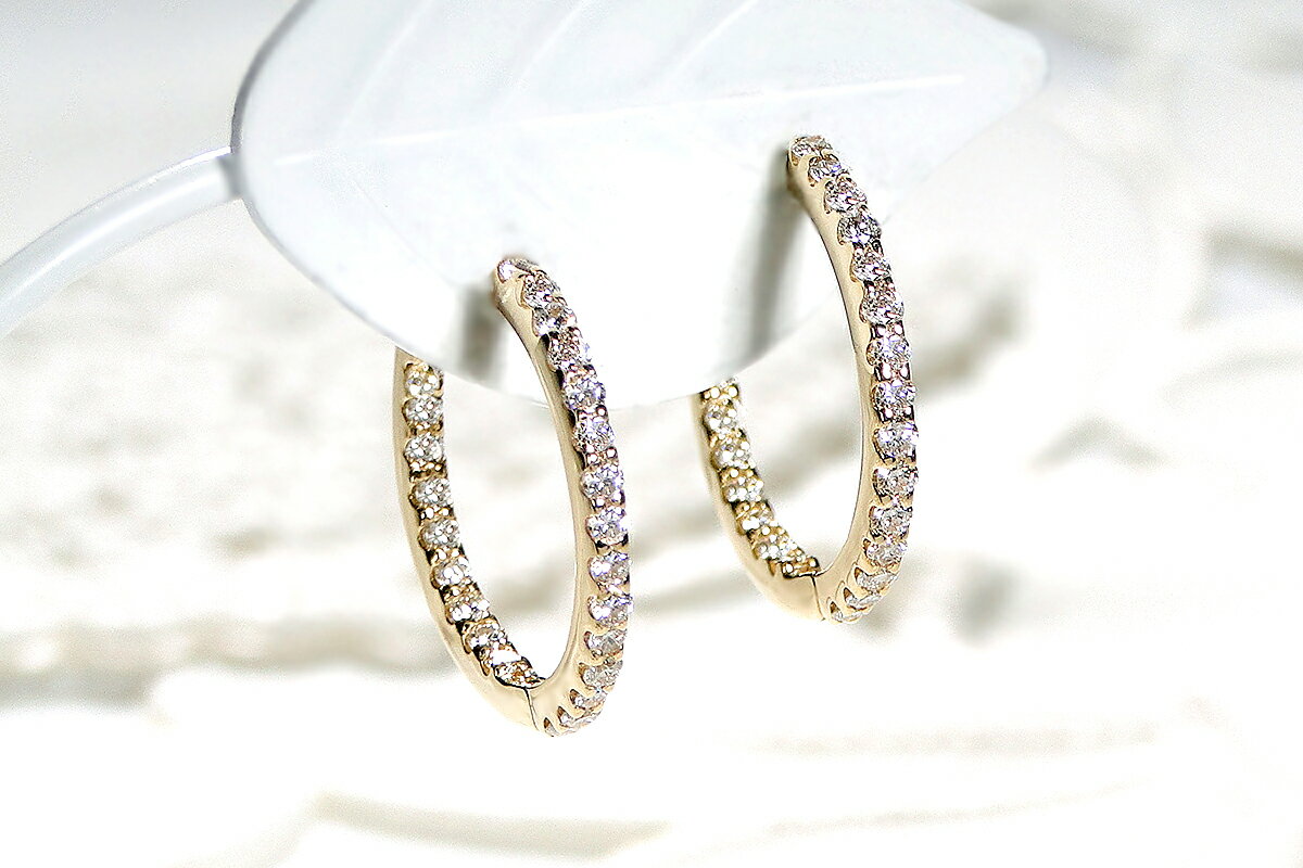 【ふるさと納税】 K18YG【0.5ct】ダイヤモンド中折れフープピアス【16mm】 CSP00025-18Y SWAV032 サムネイル3