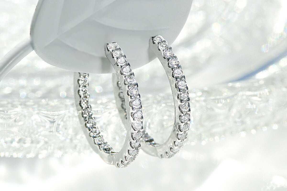 【ふるさと納税】 K18WG【0.5ct】ダイヤモンド中折れフープピアス【16mm】 CSP00025-18W SWAV033 サムネイル3