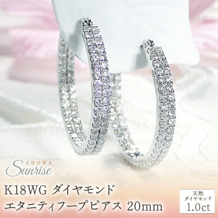 K18WG 【1.0ct】ダイヤモンドエタニティフープピアス【20mm】 CSP00052-18W SWAV034