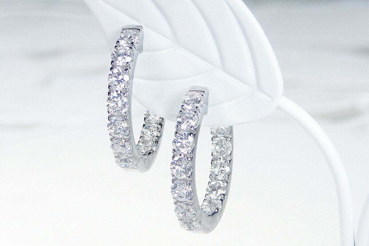 【ふるさと納税】 K18WG【2.0ct】ダイヤモンド中折れフープピアス【20mm】 CSP00069 SWAV035 サムネイル3