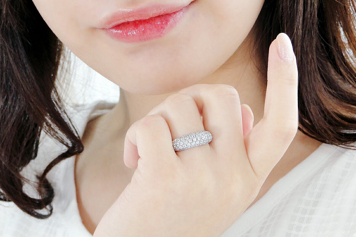 【ふるさと納税】 pt900月甲丸 ダイヤモンド パヴェリング【1.0ct】 CSR0212-pt SWAV052 サムネイル2