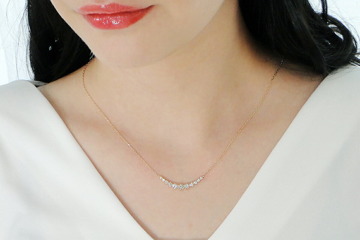 【ふるさと納税】 【0.5ct】K18イエローゴールド　ダイヤモンド　ラインネックレス SPD1463-18Y SWAV058 サムネイル2